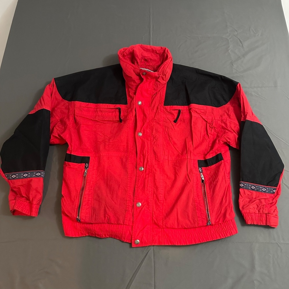 Vintage Sierra Sport Zip Up Jacket Mens XL Red‎ Aztek Print